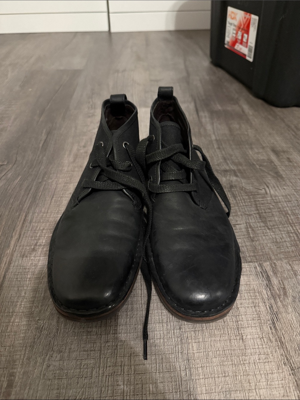 John Varvatos Black Leather Chukka Boots